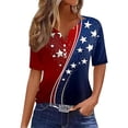 thumbnail image 2 of Womens 4th of July Shirt Patriotic Red White and Blue V Neck T Shirts Casual Summer Holiday Tops Fourth of July Outfit for Women, 2 of 6