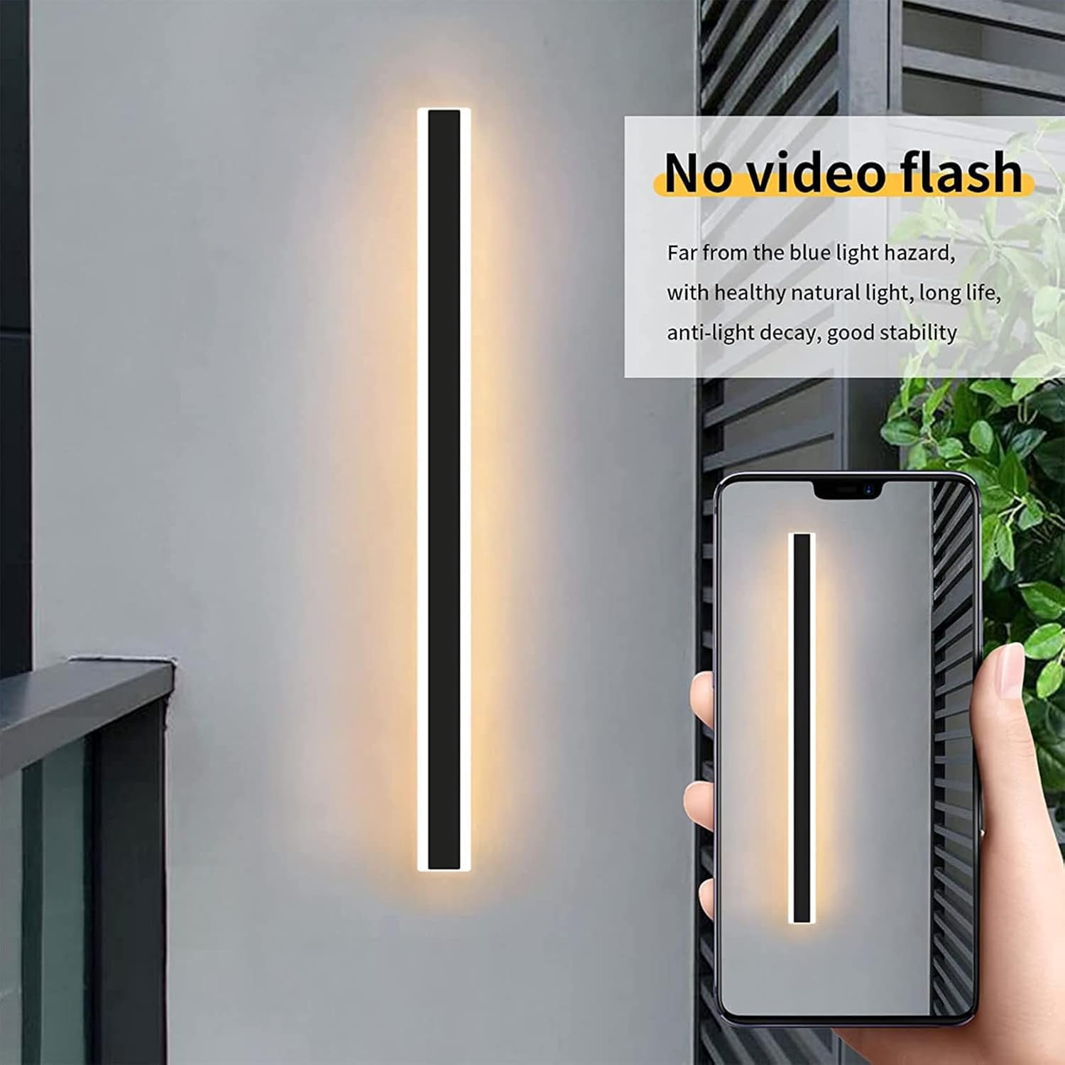 11.8inch Modern Outdoor Wall Light 3000K Warm White Linear Outdoor Wall Sconce Waterproof LED Long Outdoor Lights for Garage Garden Exterior