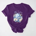 thumbnail image 1 of UPPADA Easter Femmes Oeufs Imprimé T-Shirts Heureux Easter Graphique Bunny Lapin Mignon T-Shirts Manches Courtes Décontracté Col Rond T-Shirts Été Basique Coupe Régulière Chandails Violet,TG, 1 of 5