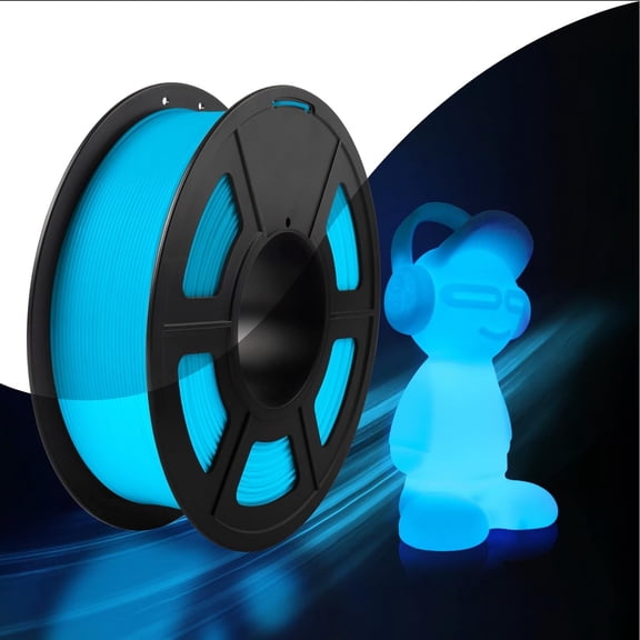 PLA Luminous 3D Printer Filament, 250g Spool, High Precision /- 0.03mm, Glow in the Dark blue/green, for Most FDM Printers, Filament for 3D Printing