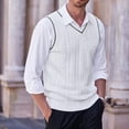 thumbnail image 3 of Chaleco de hombre tejido sin mangas casual cuello en V chaleco engrosado camisa de fondo, 3 of 6
