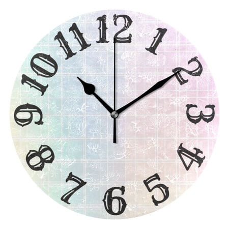Rainbow Gradient Grid Wall Clock 10 inch Non-Ticking Easy to Read Decorative Clocks for Home Bedroom Living Room