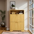 thumbnail image 2 of GZXS Farmhouse Shoe Cabinet with 2 Flip Drawers, Adjustable Dividers for Boots & Heels, Modern Dust-Protection Entryway Furniture with Top Shelf - 31.6"L x 9.6"W x 40"H, Natural, 2 of 9