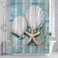 thumbnail image 2 of Starfish Starfish Shell Bathroom Shower Curtain, Marine Life Wood Grain Waterproof Washable Soft Bath Curtain for Bathtub Decor with 12 Hooks&Grommet, 36x72 Inch, 2 of 9