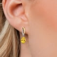 thumbnail image 3 of Gem Stone King 925 Silver and 10K Yellow Gold Yellow Citrine and White Lab Grown Diamond Dangle Earrings for Women (2.67 Cttw, Gemstone Birthstone, Oval 8X6MM), 3 of 6