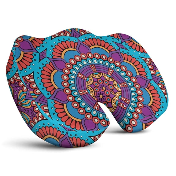 Premium Mandala Pattern Memory Foam Seat Cushion Ergonomic Chair Pad for Office Chair, Car, Airplane & Bleachers Sciatica, Tailbone Hip & Back Pain Relief - Chair Cushion for Long Office Workers.