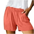 thumbnail image 2 of Baberdicy Womens Shorts Women's Spring Summer Solid Cotton Li Nen Shorts with Split Pocket Casual Pants Lady Shorts Red, 2 of 5