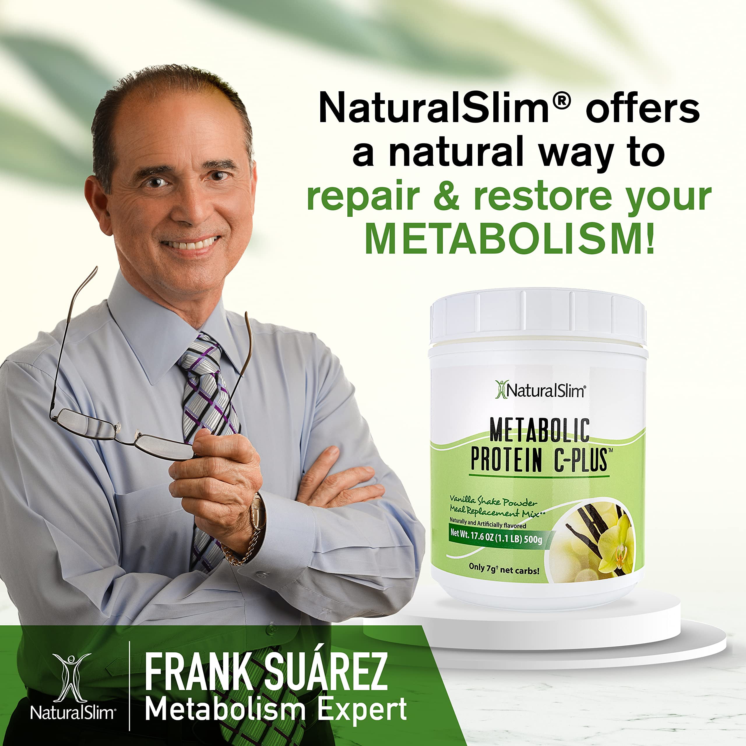 NaturalSlim Metabolic Protein C-Plus - Whey Protein Shake Powder Vanilla, 10 Servings