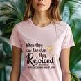 thumbnail image 5 of Christian T-Shirt with Rejoiced Star Design Matthew 2:10, Light Pink, Size S, 5 of 6
