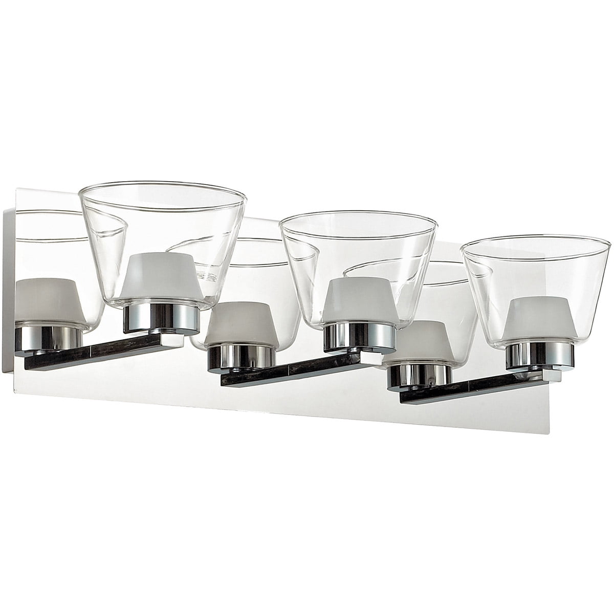 Bathroom Vanity 3 Light Bulb Fixture With Polished Chrome and White