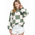 thumbnail image 6 of Women'S Fall Fashion Crew Neck Long Sleeve Lattice Ribbed Knit Loose Pullover Sweater Tops Light Green M, 6 of 9