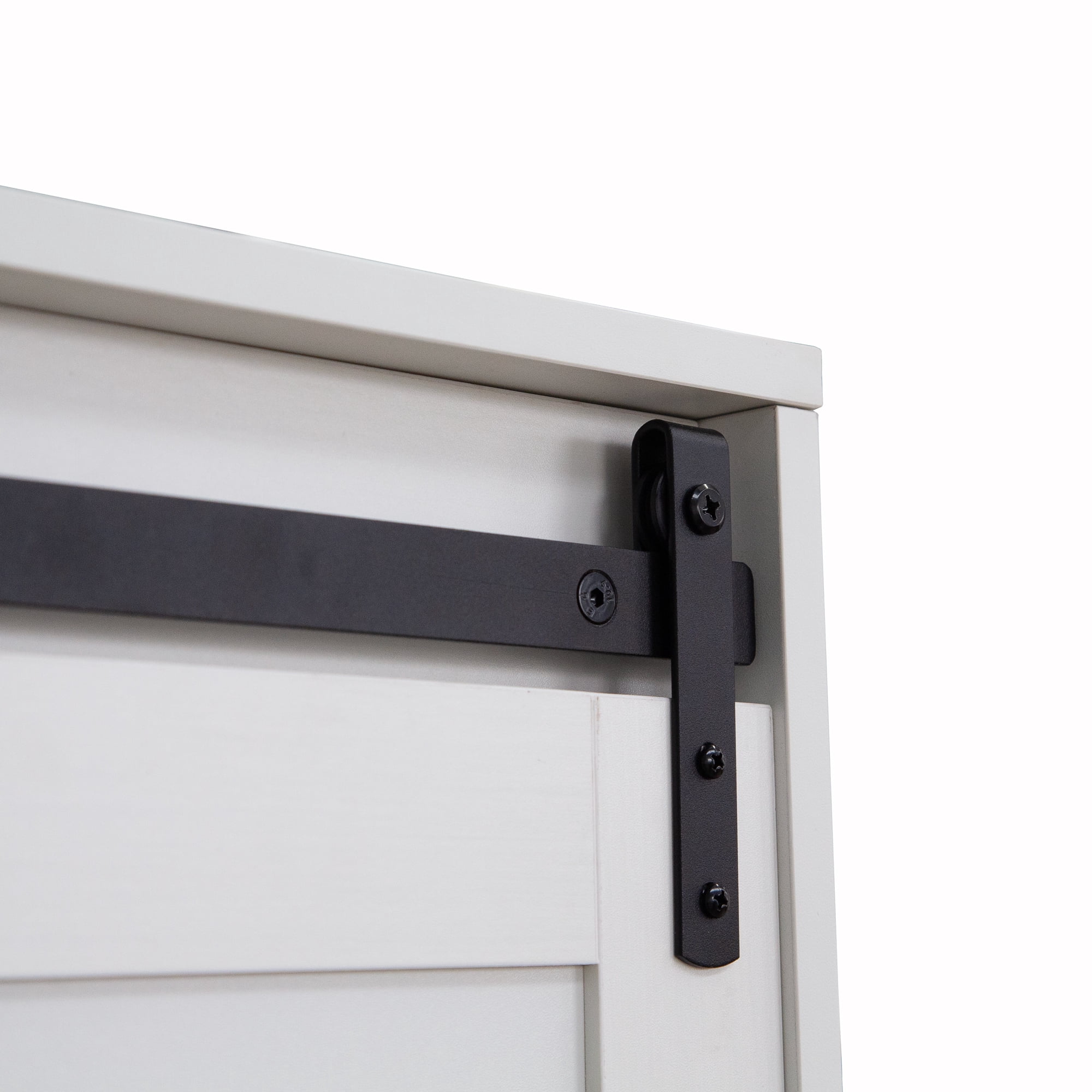 Aukfa Wood Armoire Wardrobe Closet,Clothing Storage Cabinet with Drawers,Hanging Rod & Barn Door,White