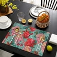 thumbnail image 4 of Pioneer Flower Floral Print Pattern Summer Placemats Table Placemats Set Of 4-Linen Kitchen Washable Placemats Table Mats 12x18 Inch Non-Slip Heat Resistant, 4 of 5