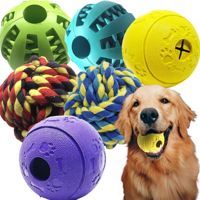 Juego de 6 bolas de rompecabezas para perros, caucho natural no tóxico