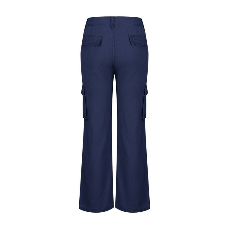 YYDGH Women's High Waisted Cargo Baggy Jeans Flap Pocket