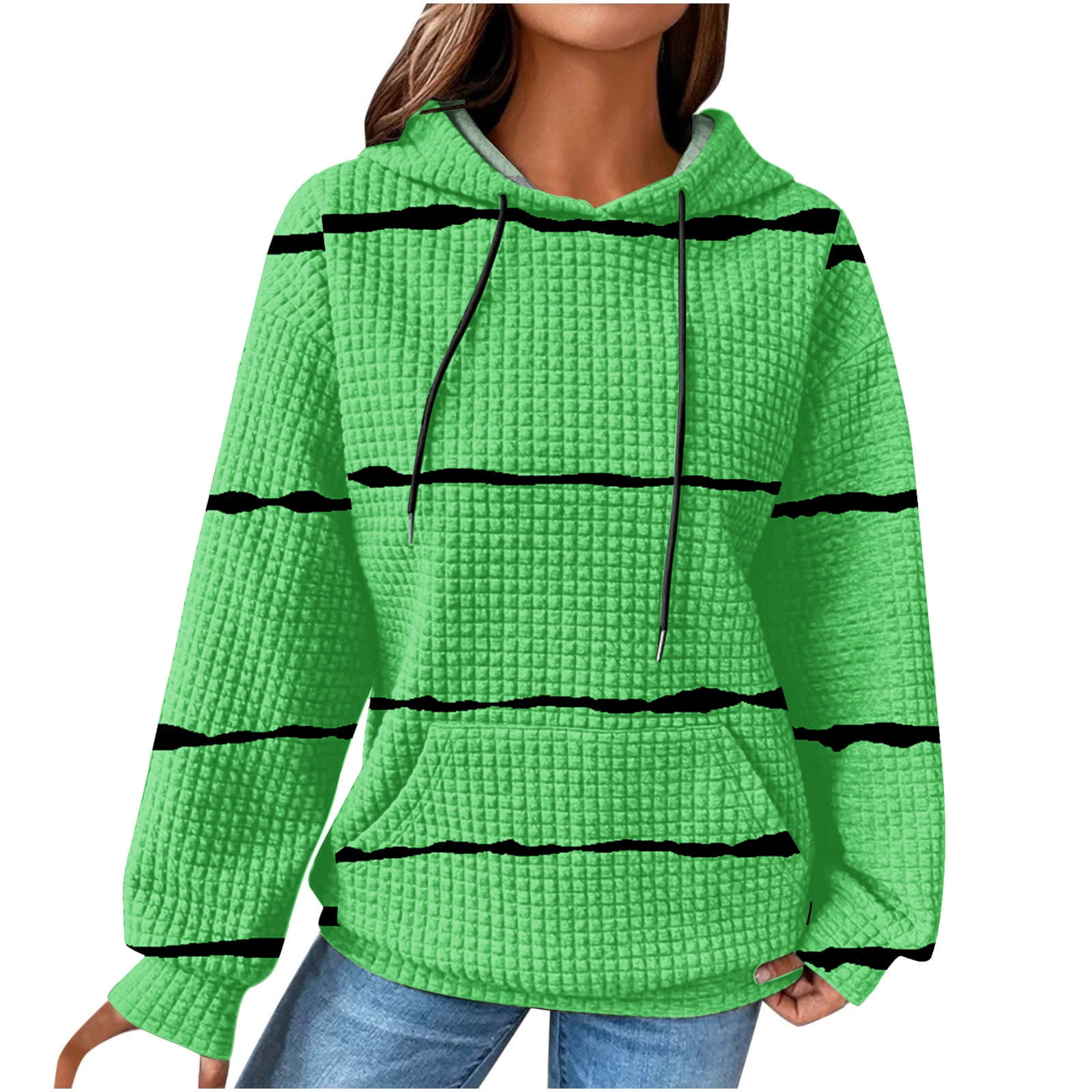 Women's Waffle Hoodie Fall,Womens Jacquard Drawstring Ribbed Knit Pullover  Hoodie Fall Oversized Waffle Striped Sweatshirts Long Sleeve Loose Hood  Sweater Tops - Walmart.com