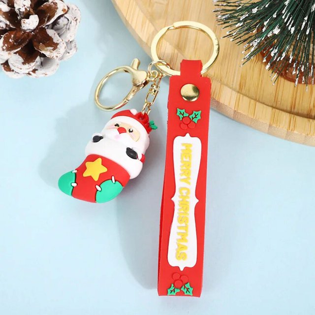 LLavero de Papá Noel de Navidad, muñeco de nieve, campana, bolsa, llavero de coche, accesorio, regalo de Festival