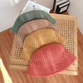thumbnail image 3 of Sun Hat Solid Color Breathable Milk Fiber Fabric Knitted Bucket Hat for Women, 3 of 10