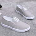 thumbnail image 3 of Women Canvas Slip On Casual Sneakers, Decorative lace-up Low Top Lightweight Anti Slip Daily Walking Flat Shoes, 3 of 8