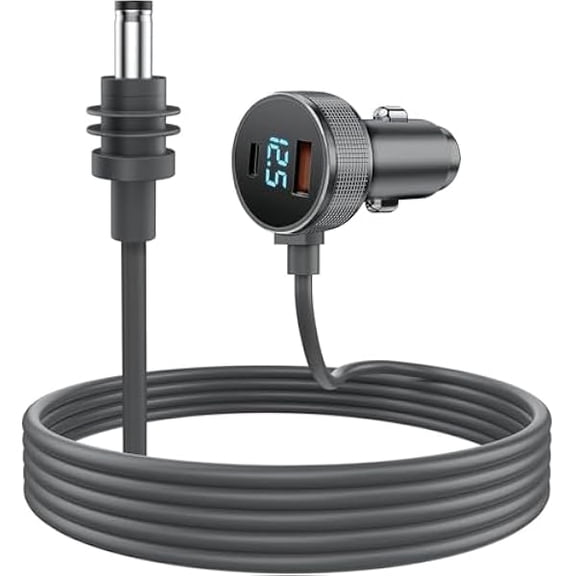 Quyaojz for Starlink Mini Cable Car Charger Power Cable DC 12V 24V Cigarette Lighter Power Cord with Digital Display USB C PD 30W and USB A QC 3.0 30W Ports for Trucks and Cars (16.4FT)