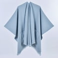 thumbnail image 2 of Ediodpoh Womens Warm Shawl Wrap Cape Winter Cardigan Sweater Open Front Poncho for Cold Weather Light Blue, 2 of 3
