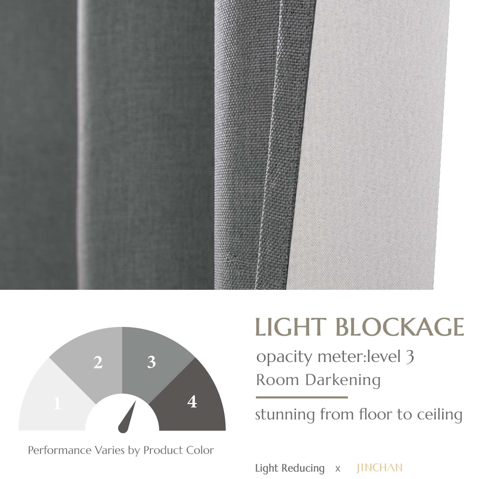 CURTAINKING Linen Texture Curtains 90 inch Grey Room Darkening Drapes Bedroom Living Room Thermal Insulated Window Treatment Grommet Top 2 Panels