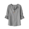 thumbnail image 5 of Tsesme Ruffle 3/4 Sleeve Tops for Women, V-Neck Button Pullover Loose Shirt, Lightweight Summer Causal Fashion T-Shirt XL, 5 of 7