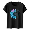 thumbnail image 4 of YEJIMAN Black Womens Tshirts Cotton, Polyester,Spandex Shirt Women, Women's Sunflower Summer T Shirt Plus Size Loose Top Tops Girls Short Sleeve Graphic Casual T Shirt, 4 of 5