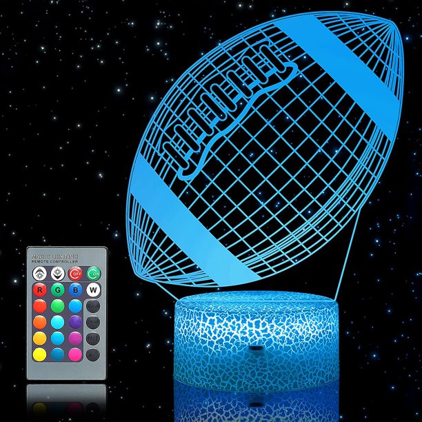 RugbyLuz Nocturna De Fútbol 3D Para Niños, Lámpara De Ilusión 3D De Fútbol, Regalos De Fútbol, Luces Nocturnas De Rugby Para Habitación De Niños 16 Cambios De Color Y Control R