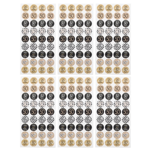 216 pegatinas decorativas para 50 cumpleaños, pegatinas adhesivas para regalo, pegatinas de caramelo
