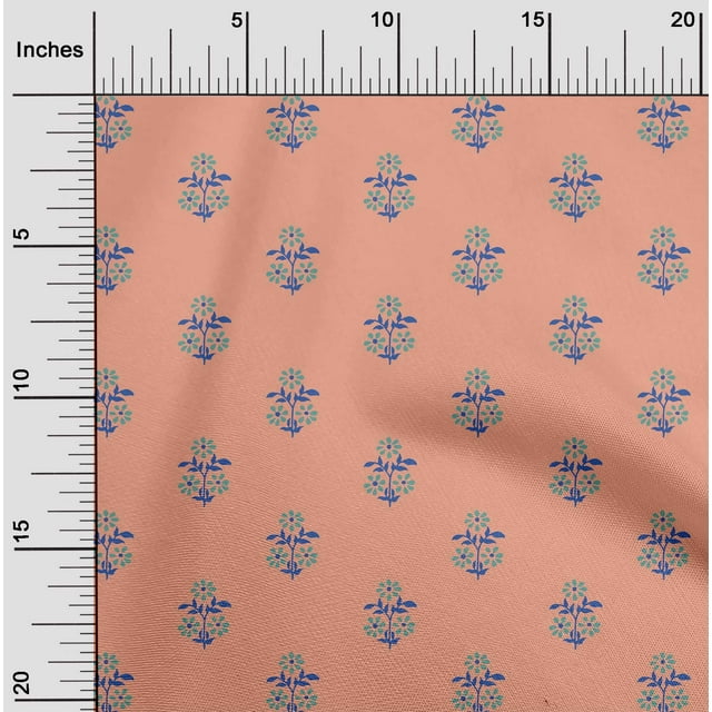 oneOone Polyester Lycra Fabric Leaves & Floral Block Print Sewing Fabric BTY 56 Inch Wide