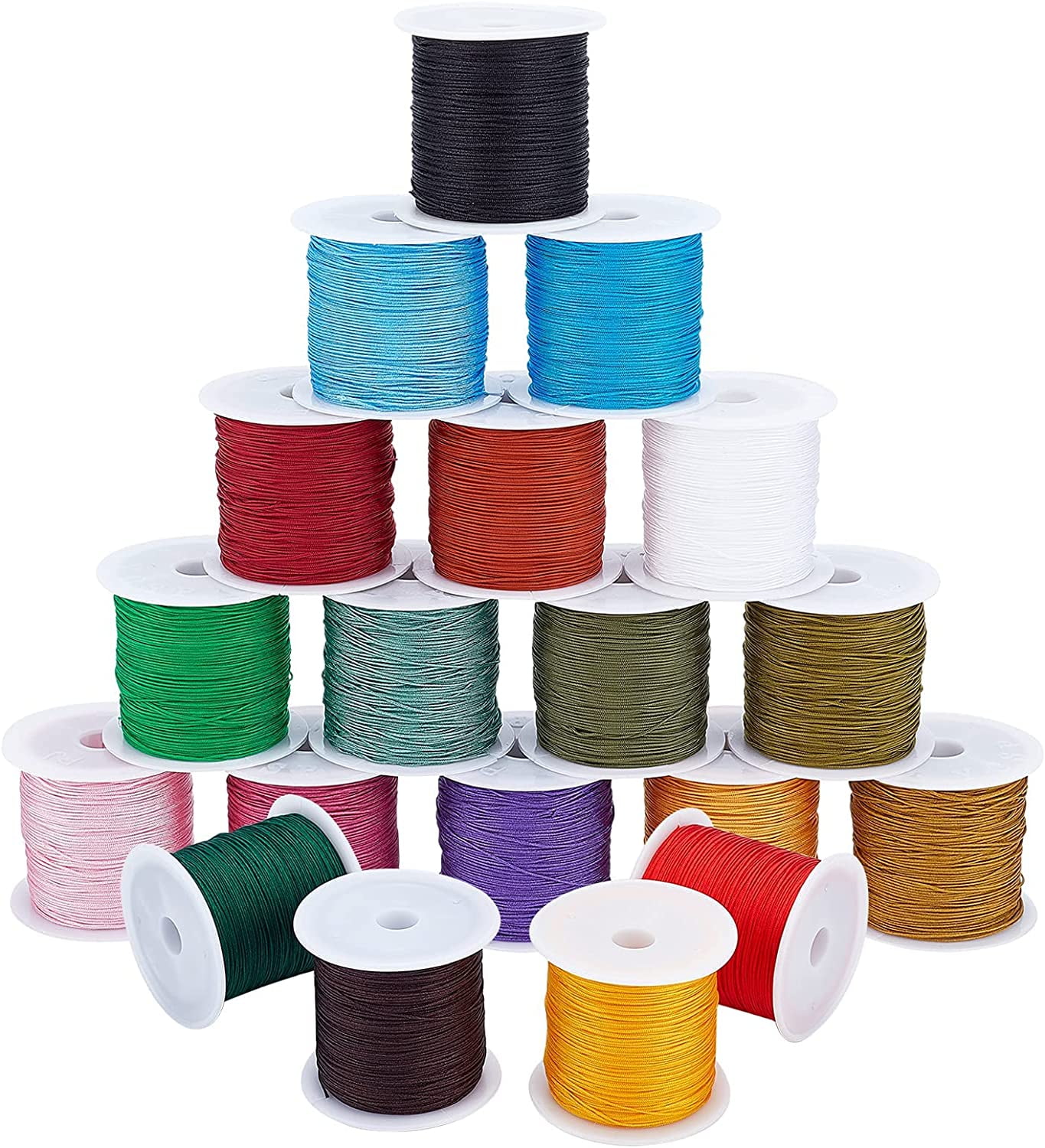33 Colors Polyester Cord 0.3mm Round Beading String Knotting Wire for Chinese Knotting Kumihimo Beading Macramé Jewelry Making Sewing- 130 Yards/Roll colorful