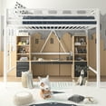 Amolife Twin Loft Heavy Duty Bunk Bed Frame with Stairs and Fullength