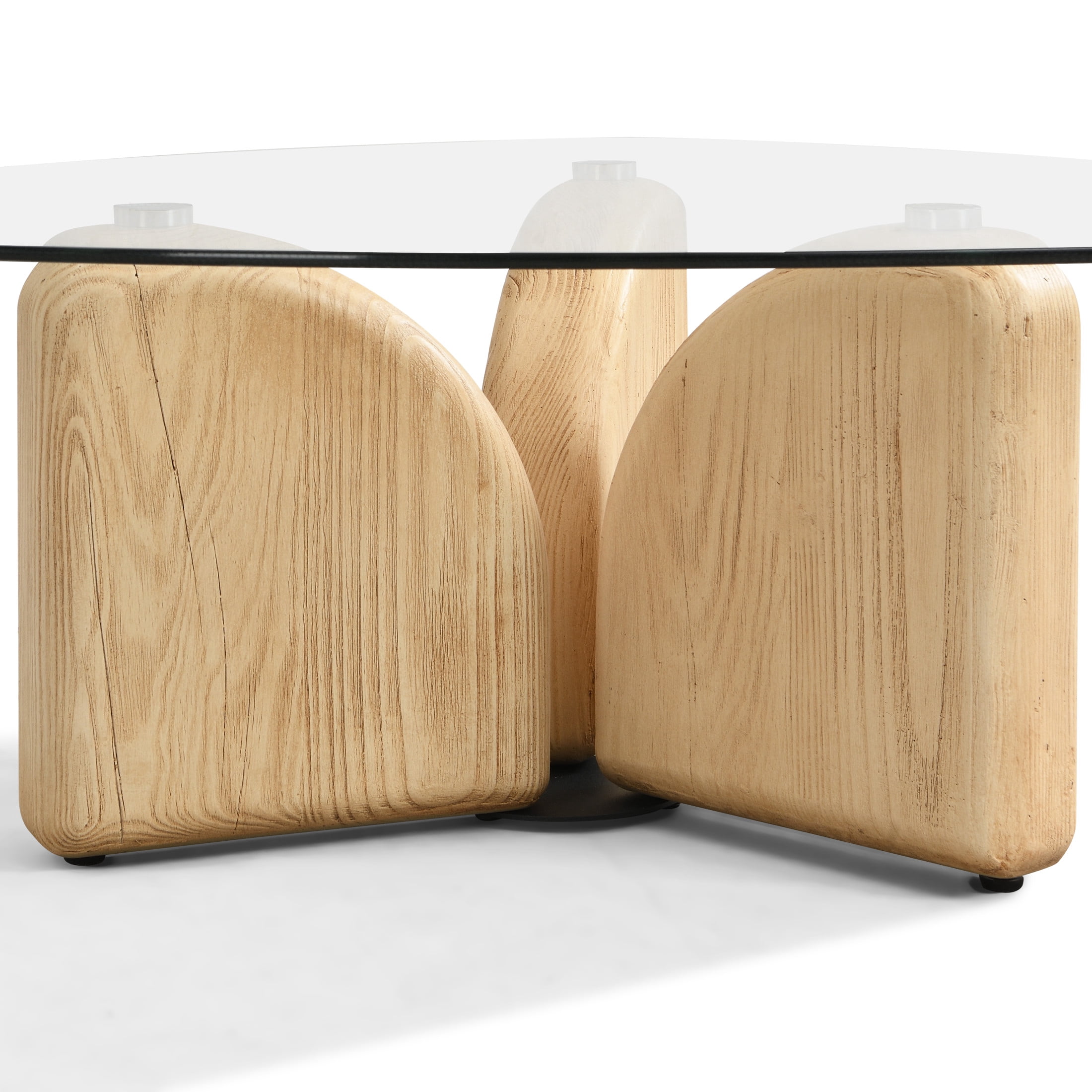 Christopher Knight Home 36" Modern Triangle Glass Top Coffee Table with MGO Base, Natural