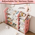 thumbnail image 5 of Toy Storage Organizer and Bookshelf for Kids, Akaber Toys Organizer 4 Tier Foldable with 12 Removable Bins, 5 of 7