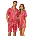 thumbnail image 2 of HAJWOH Men's Pajamas Short Sleeve Button-Down Polka Dot Print Loungewear Sleepwear Set, 2 of 5