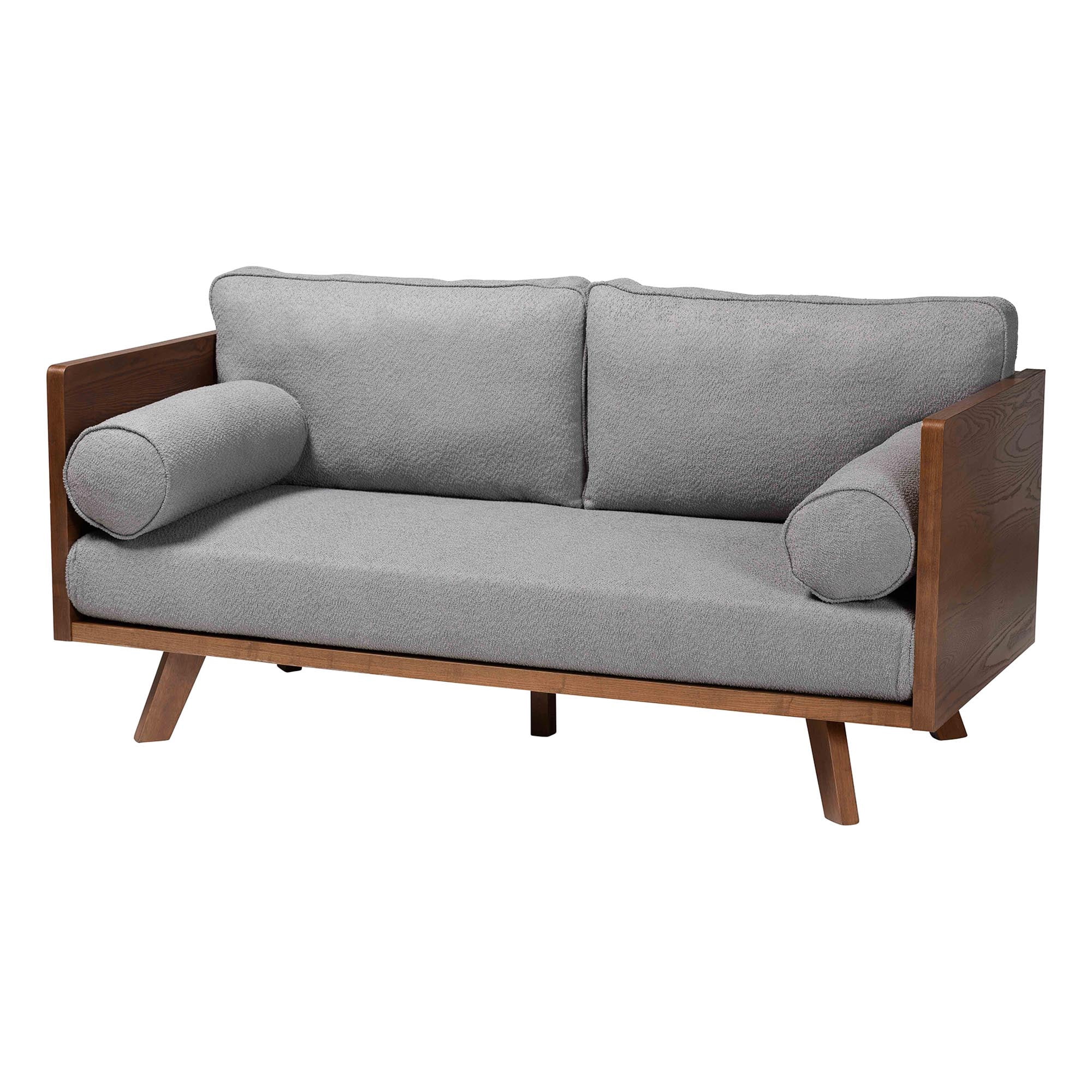 Baxton Studio Uriel Mid-Century Sofa, 2-Seater, Walnut Brown
