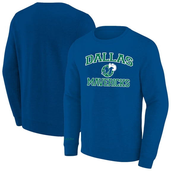 Men's Mitchell & Ness Heather Blue Dallas Mavericks Hardwood Classics Big & Tall Crewneck Sweatshirt