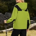 thumbnail image 5 of Women Color Block Hooded Windbreaker Full Zip Cropped Outdoor Jacket Elastic Cuff Pocketed Lightweight Fall Windproof Coat, 5 of 6