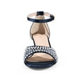 thumbnail image 2 of BLISSFUL STEP Women's Rhinestone Ankle Strap Kitten Heel Satin Sandals Dark Blue 8, 2 of 8