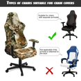 thumbnail image 6 of SCRAWLGOD Camo Hunting Forest Deer Print Print Gaming Chair Slipcover, 4 Pieces Stretchable Rotating Chair Slipcovers with Armrest Cover Dustproof Reclining Gaming Seat Covers with Zipper, 6 of 7