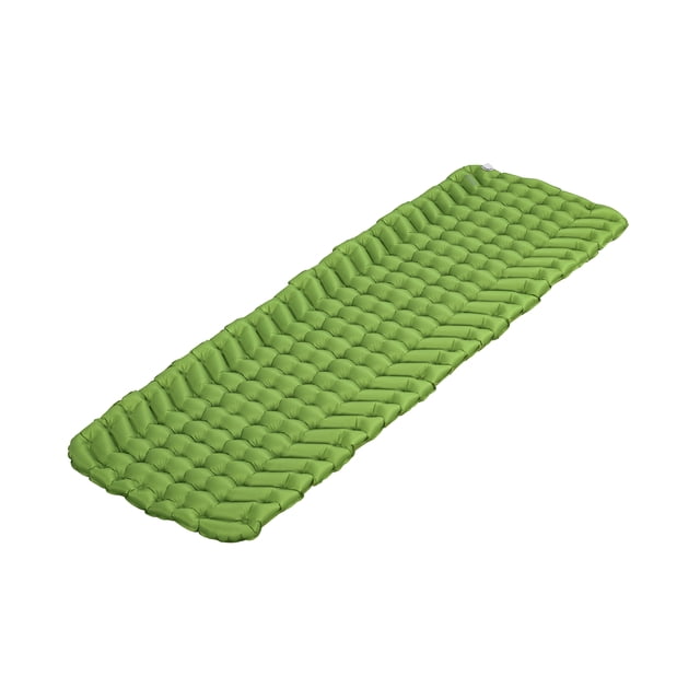 Bestway WanderLite Coussin d'Air Rectangulaire pour Dormir avec Sac de Rangement Vert, Doté d'Une surface de 74 x 23 Pouces avec une Épaisseur de 2,56 Pouces. Fabriqué en Matériau ToughLite Résistant aux Perforations et en nylon ripstop 70D, Il Comprend une Conception à Ailes Croisées avec des Poches d'Air Inclinées pour la Stabilité et le Confort. la valve à Profil Bas Permet des Réglages de Pression Faciles. Léger à 1,21 Livres, Il Est Livré avec un Sac de Rangement et un patch de Réparation, Idéal pour le camping