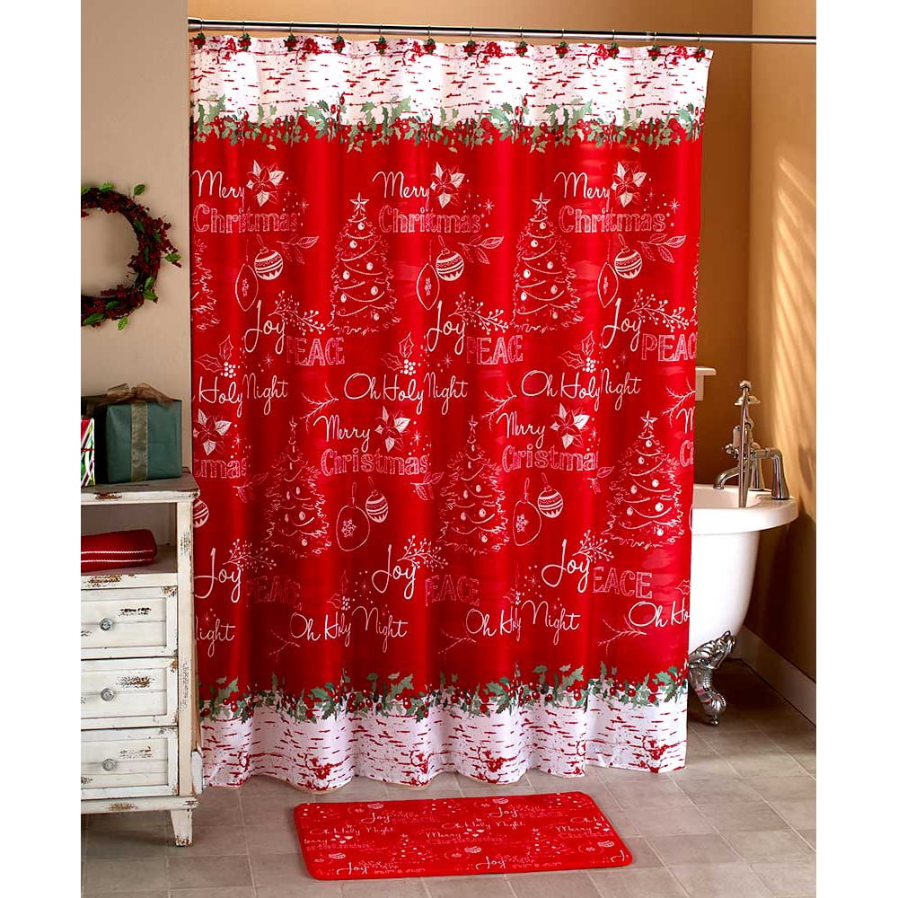 The Lakeside Collection ChalkboardLook Holiday Shower Curtain