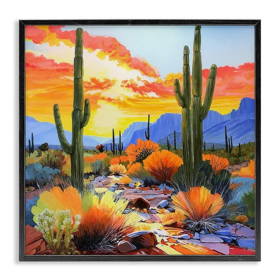 Stupell Industries Tropical Desert Splendor Cacti Black Framed Giclee Art, 12 x 12, by John Jaster