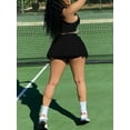 thumbnail image 2 of Lovelywholesale Sporty U Neck Flounce Design Black Two Piece Skirt Set, 2 of 4
