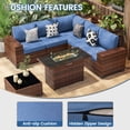 thumbnail image 2 of Poteban Outdoor Sectional with Fire Pit Table, 8 Inch Armrest Patio Furniture Set with Waterproof Cover for Garden Backyard, 4'' Thickened Cushion,Brown&Blue, 2 of 9