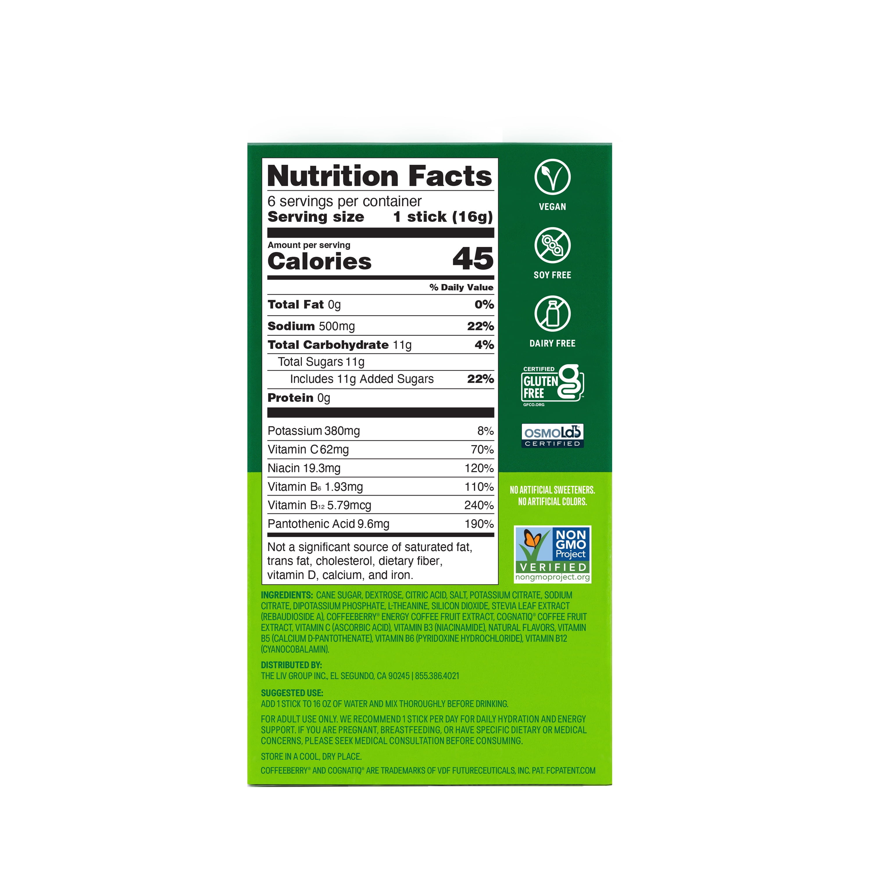 Liquid I.V.® Mango Tamarind Hydration Multiplier® +Energy Powdered Electrolyte Drink Mix, 6 CT