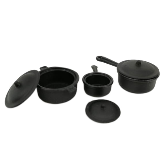 Juego de cocina para 1/12, utensilios de cocina, accesorios de decoración de cocina, juego de comida para accesorios, regalos para Negro CUTICAT Casa de muñecas Juguetes de cocina