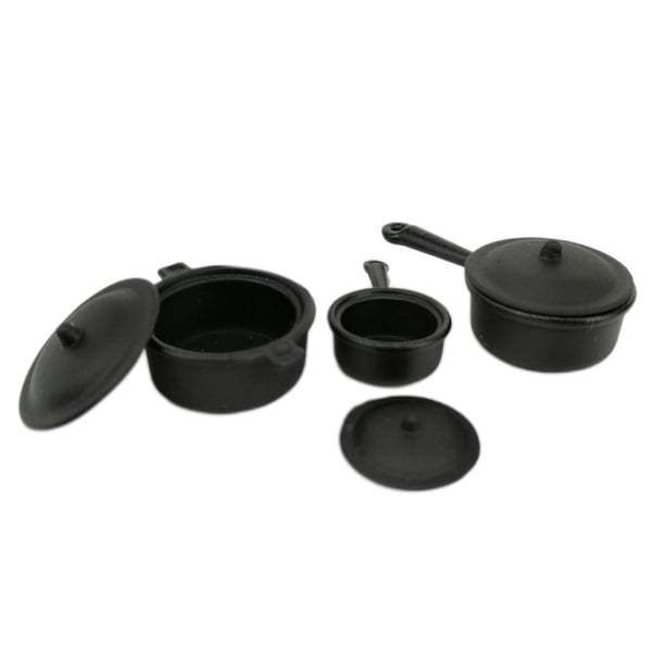 Juego de cocina para 1/12, utensilios de cocina, accesorios de decoración de cocina, juego de comida para accesorios, regalos para Negro CUTICAT Casa de muñecas Juguetes de cocina