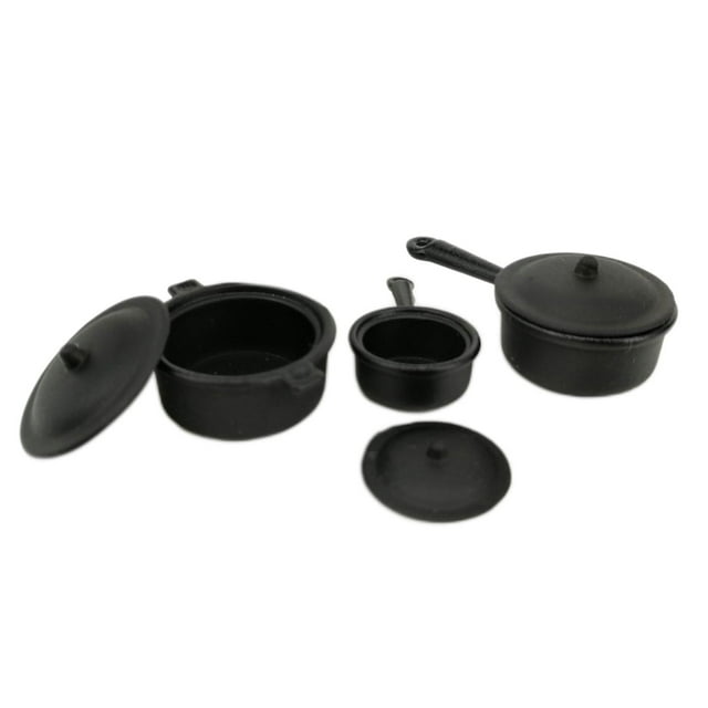 Juego de cocina para 1/12, utensilios de cocina, accesorios de decoración de cocina, juego de comida para accesorios, regalos para Negro Sunnimix Casa de muñecas Juguetes de cocina
